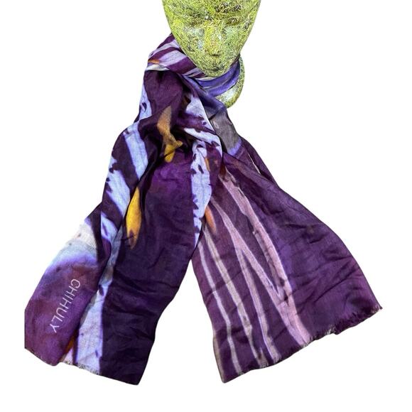 Chihuly Cashmere/Silk Violet Watercolor Scarf - 80”x26” - Picture 2 of 3